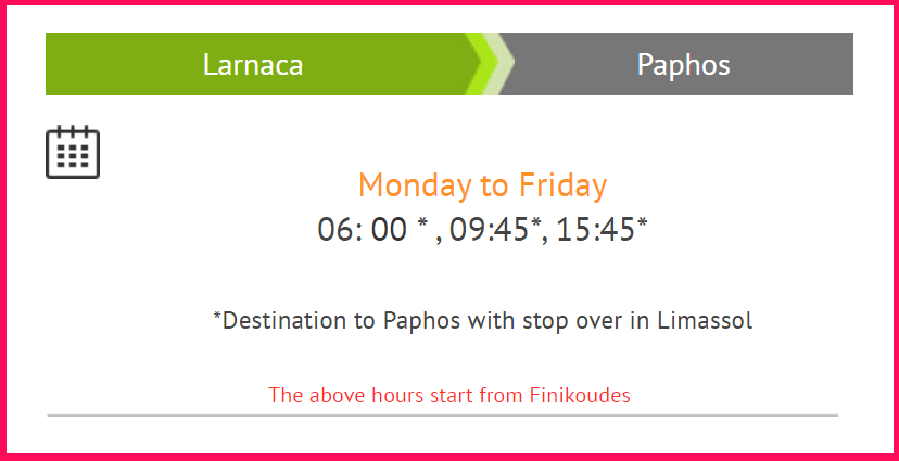Larnaca to Paphos bus routine