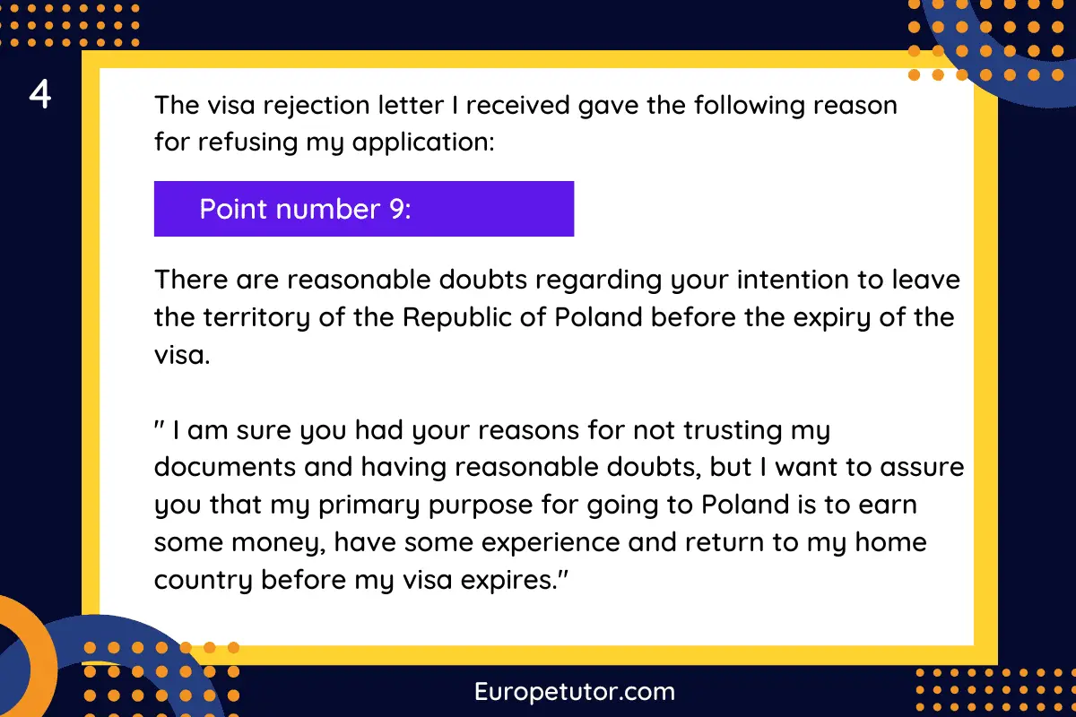Section 4 of Appeal letter for Poland Work Visa Rejection